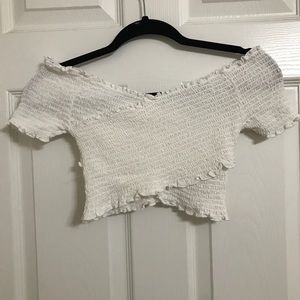 White off the shoulder crop top